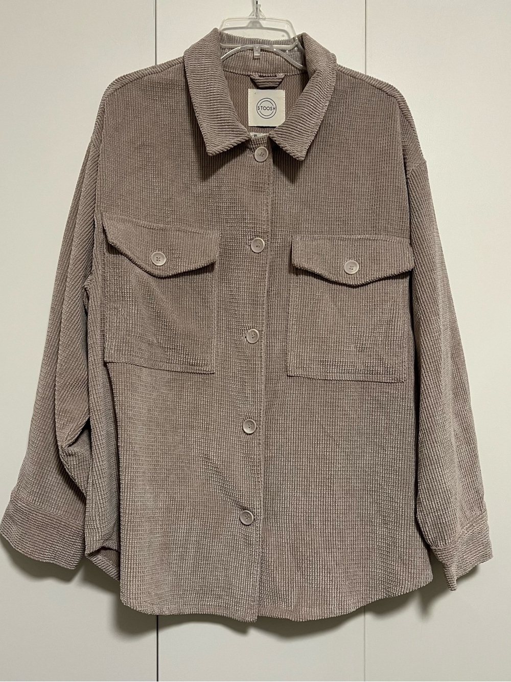 Stoosh Taupe Corduroy Utility Shacket - Shirt Jacket